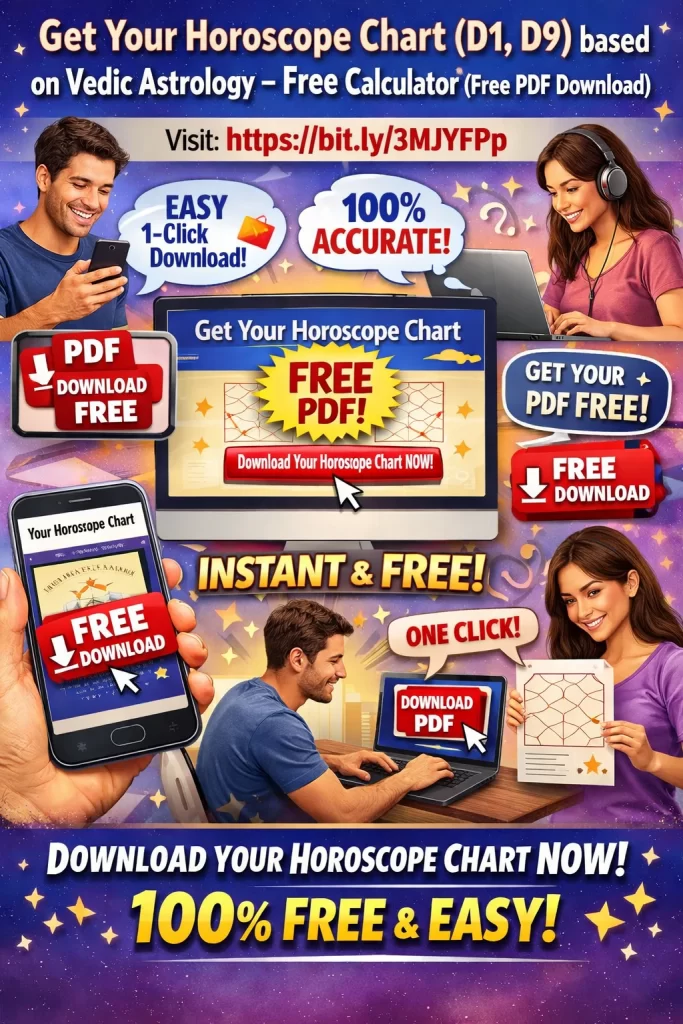 Get Your Horoscope Chart (D1, D9) based on Vedic Astrology - Free Calculator (Free PDF Download)
